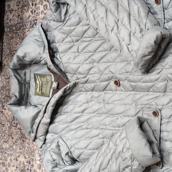 Eddie Bauer Quilted Premium Goose Down Jacket w/ Full Zipper & Buttons - Picture 5 of 8